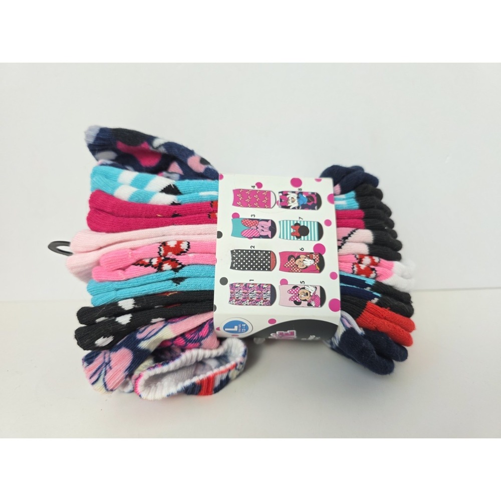 Disneyโ Minnie Mouse socks NWT 8 pairs size youth large 13-4 No Show